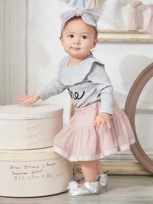 ロンパース・カバーオール|coto cotte（コトコト）衿フリルリブボディ|杢グレー