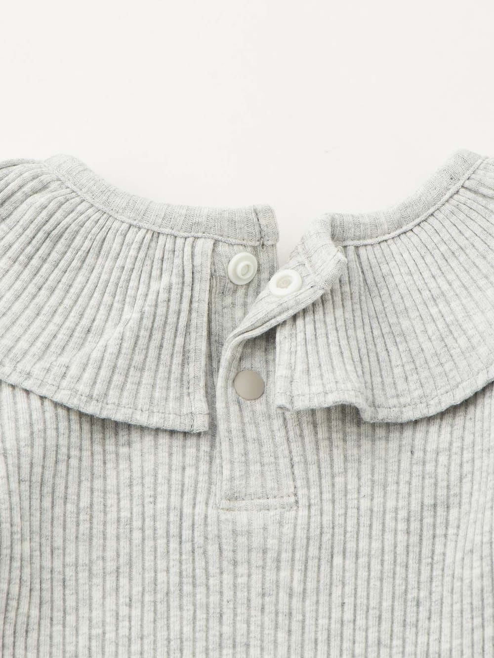 ロンパース・カバーオール|coto cotte（コトコト）衿フリルリブボディ|杢グレー