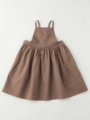 ベビー ワンピース|CLOUDY FINE LATER（クラウディファインレター）コットンリネンエプロンワンピース|モカブラウン