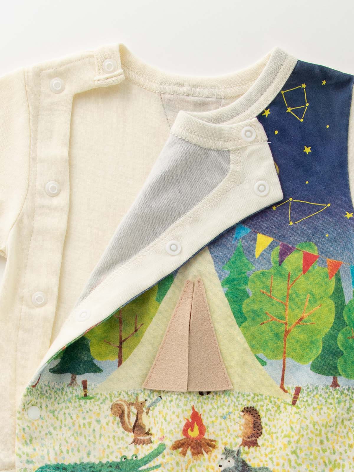 ロンパース・カバーオール|【BITZ】水彩キャンププリントロンパース