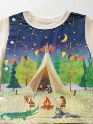 ロンパース・カバーオール|【BITZ】水彩キャンププリントロンパース