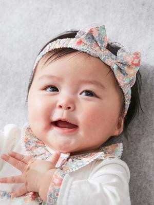 ベビー帽子(新生児・乳児)|【日本製】リバティ小花柄 ヘッドドレス|ピンク