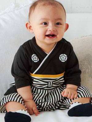 ベビー袴|和風袴ロンパース 男の子|ブラック