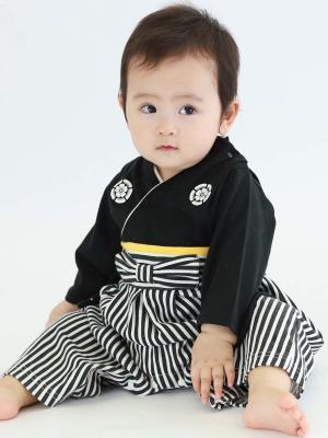 ベビー袴|和風袴ロンパース 男の子|ブラック