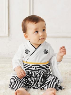 ベビー袴|和風袴ロンパース 男の子|ホワイト