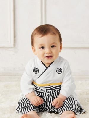 ベビー袴　黒×金 和風袴ロンパース 男の子 | ベビー袴(品番：51187) ｜ベビー服