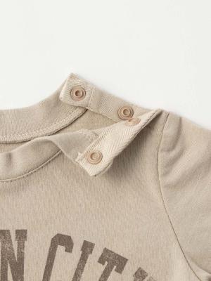 ロンパース・カバーオール|ANGELIEBEオリジナル  異素材ドッキングロゴロンパース