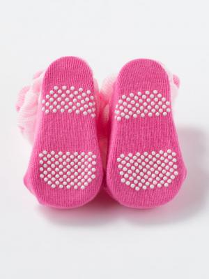 ベビーシューズ・ファーストシューズ・ベビー靴下|【Sweet girl】ストラップシューズ風ソックス|ピンク