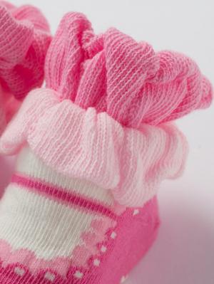 ベビーシューズ・ファーストシューズ・ベビー靴下|【Sweet girl】ストラップシューズ風ソックス|ピンク