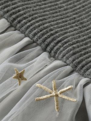 ベビー ワンピース|coto cotte(コトコト)裾刺繍ワンピボディ|グレー