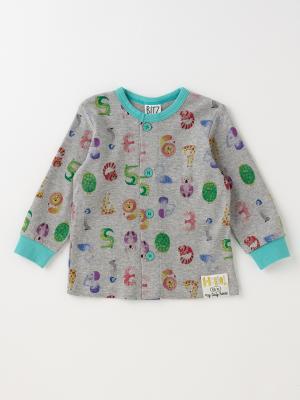 ベビーパジャマ・スリーパー|【BITZ】どうぶつナンバープリントパジャマ|グレー