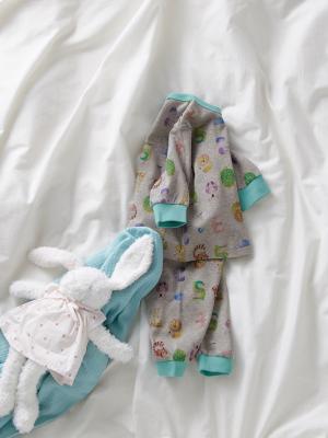 ベビーパジャマ・スリーパー|【BITZ】どうぶつナンバープリントパジャマ|グレー