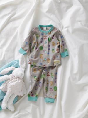 ベビーパジャマ・スリーパー|【BITZ】どうぶつナンバープリントパジャマ|グレー