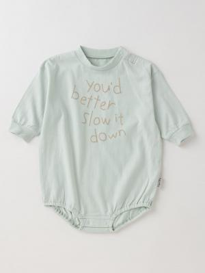 ロンパース・カバーオール|MAKE YOUR DAY（メイクユアデイ）ステッチ風ロゴプリントロンパース|ミント