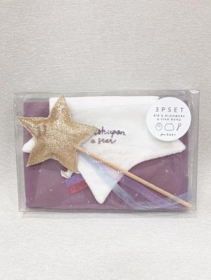 スタイ（よだれかけ）|moc mof（モクモフ）スタースタイ、ブルマ、ステッキ3点セット｜出産 祝い|パープルピンク