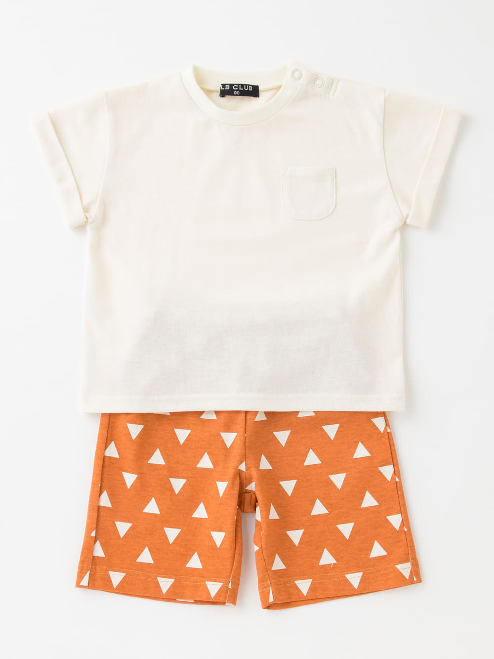 ベビートップス|【LB CLUB】保育園にピッタリ　デイリーTシャツ＆パンツ2点セット|ホワイト