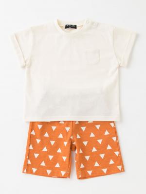 ベビートップス|【LB CLUB】保育園にピッタリ　デイリーTシャツ＆パンツ2点セット|ホワイト