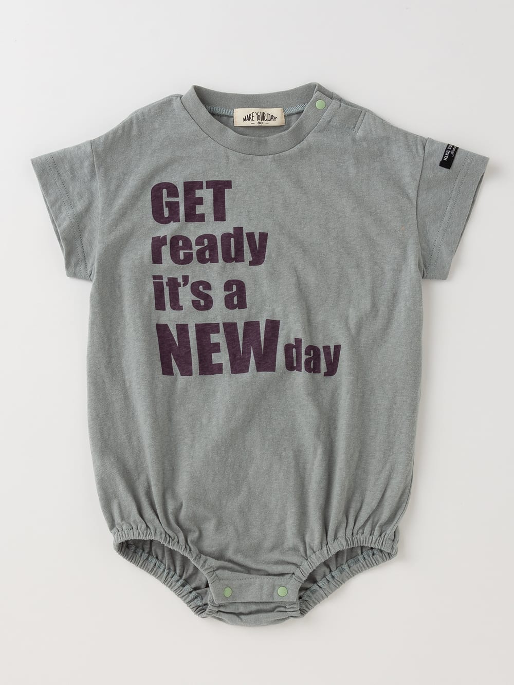 ロンパース・カバーオール|MAKE YOUR DAY（メイクユアデイ）ロゴ半袖ロンパース|ミント