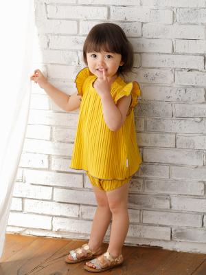 ベビー ワンピース|MAKE YOUR DAY（メイクユアデイ）プリーツセットアップ|イエロー
