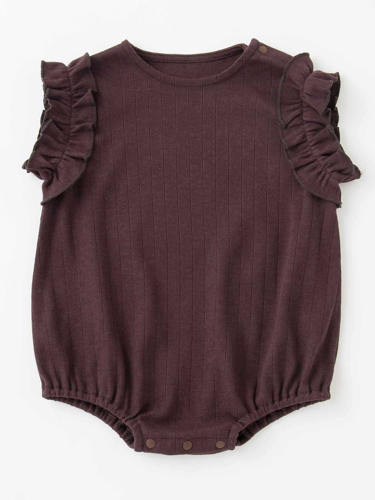 ロンパース・カバーオール|a.i.n（アイン）【汗染み防止】フリル袖ボディ|ブラウン