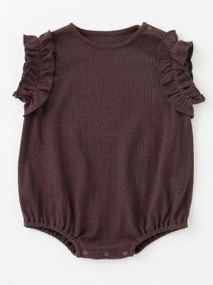 ロンパース・カバーオール|a.i.n（アイン）【汗染み防止】フリル袖ボディ|ブラウン