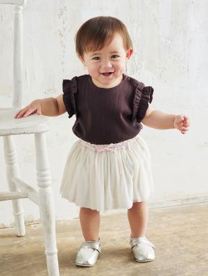 ロンパース・カバーオール|a.i.n（アイン）【汗染み防止】フリル袖ボディ|ブラウン