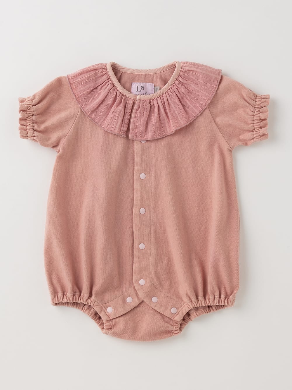 ロンパース・カバーオール|La Stella（ラ ステラ）フリルカラーボディ|ピンク