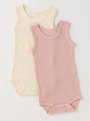コンビ肌着・新生児/ベビー肌着|La Stella（ラ ステラ）リブタンクトップボディ2枚セット|オフ×ピンク