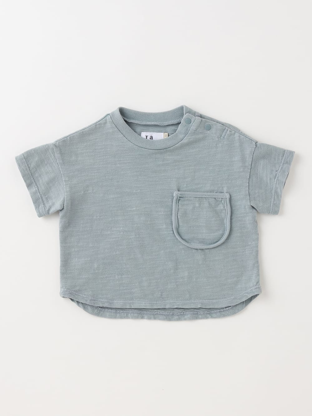 ベビートップス|La Stella(ラ ステラ)オーバーダイポケットTシャツ|ライトブルー
