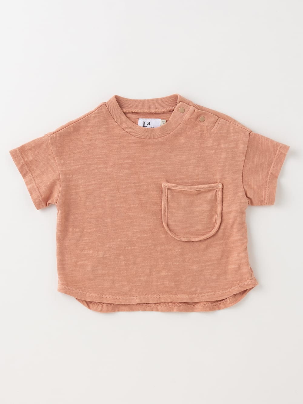 ベビートップス|La Stella(ラ ステラ)オーバーダイポケットTシャツ|ピンク