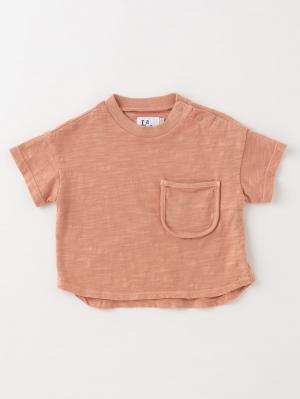 ベビートップス|La Stella(ラ ステラ)オーバーダイポケットTシャツ|ピンク