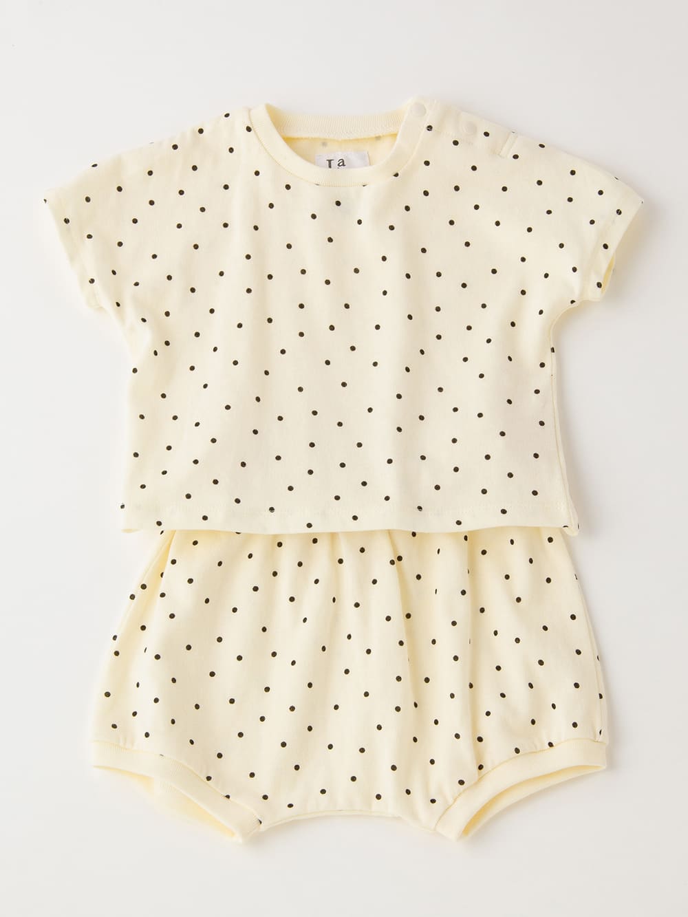 ベビートップス|La Stella（ラ ステラ）ガーゼ天竺ドットプリント セットアップ|アイボリー