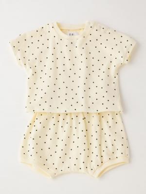 La Stella（ラ ステラ）ガーゼ天竺ドットプリント セットアップ51361