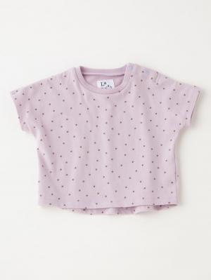 ベビートップス|La Stella（ラ ステラ）ガーゼ天竺ドットプリント セットアップ|ラベンダー