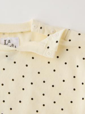 ベビートップス|La Stella（ラ ステラ）ガーゼ天竺ドットプリント セットアップ