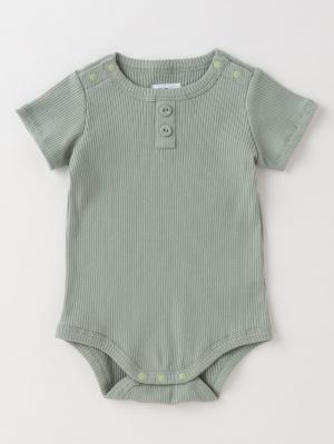 ロンパース・カバーオール|La Stella（ラ ステラ）リブボディ＆キャップ2点セット|ライトグリーン