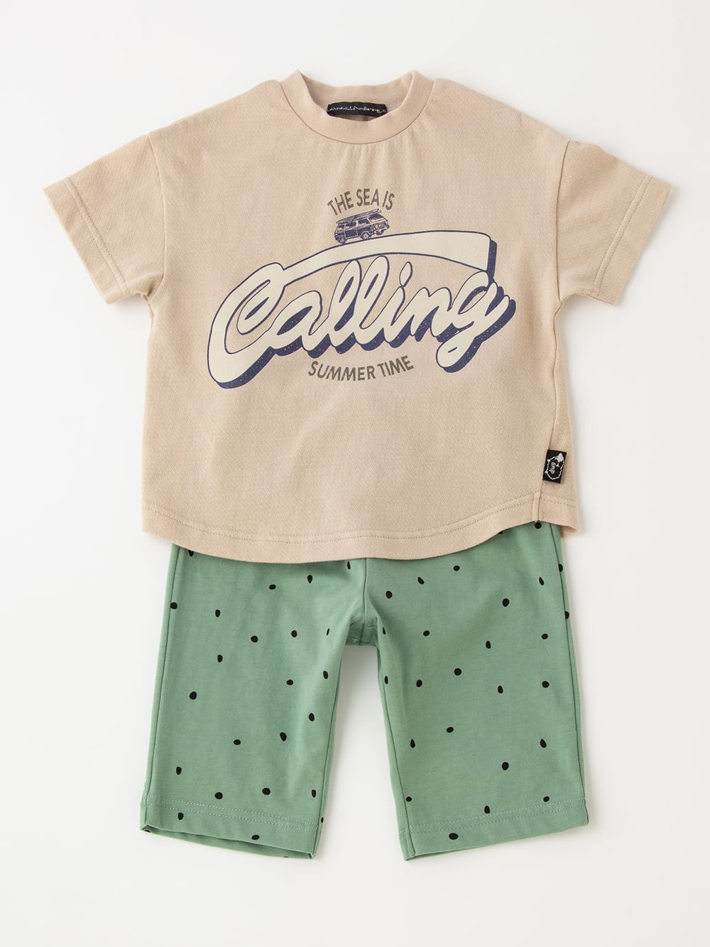 ベビートップス|Ampersand（アンパサンド）ロゴプリントTシャツ＆パンツセット|ベージュ