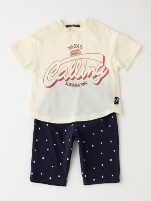 ベビートップス|Ampersand（アンパサンド）ロゴプリントTシャツ＆パンツセット|オフホワイト