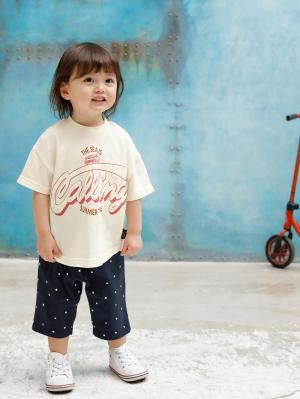 ベビートップス|Ampersand（アンパサンド）ロゴプリントTシャツ＆パンツセット|オフホワイト