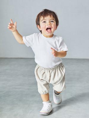 コンビ肌着・新生児/ベビー肌着|【親子コーデ可】ANGELIEBEオリジナル  リブテレコベーシック半袖ボディ|オフ