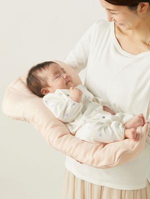 ベビーベッド・布団|【日本製】(エンジェリーベ オリジナル) ママらく抱っこ布団 プレミアム6重ガーゼ|ドットピンク