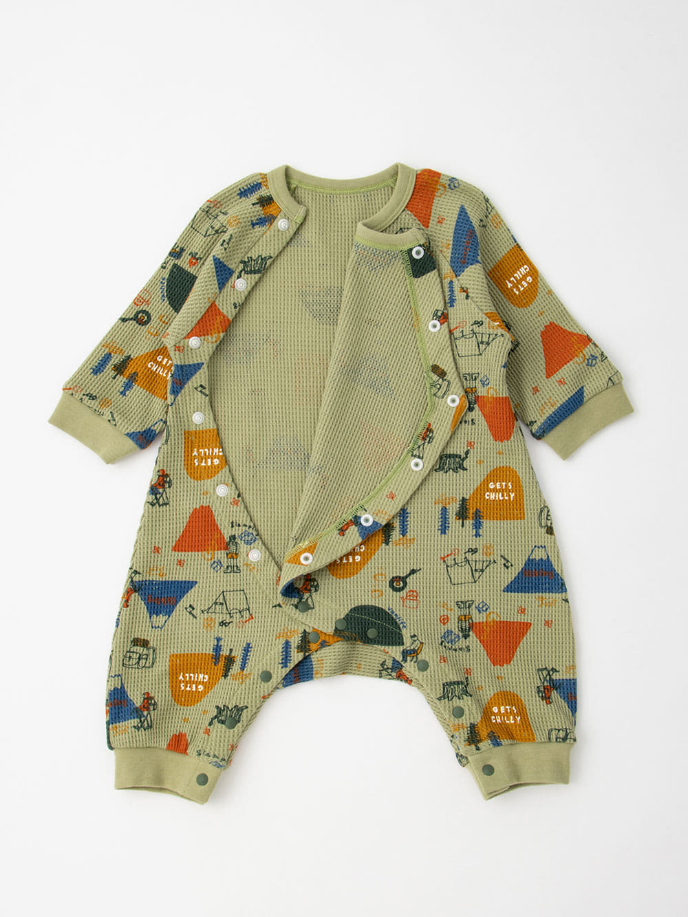 ロンパース・カバーオール|Ampersand（アンパサンド）キャンプ柄 前開きカバーオール