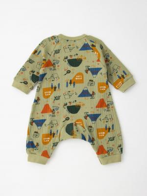 ロンパース・カバーオール|Ampersand（アンパサンド）キャンプ柄 前開きカバーオール