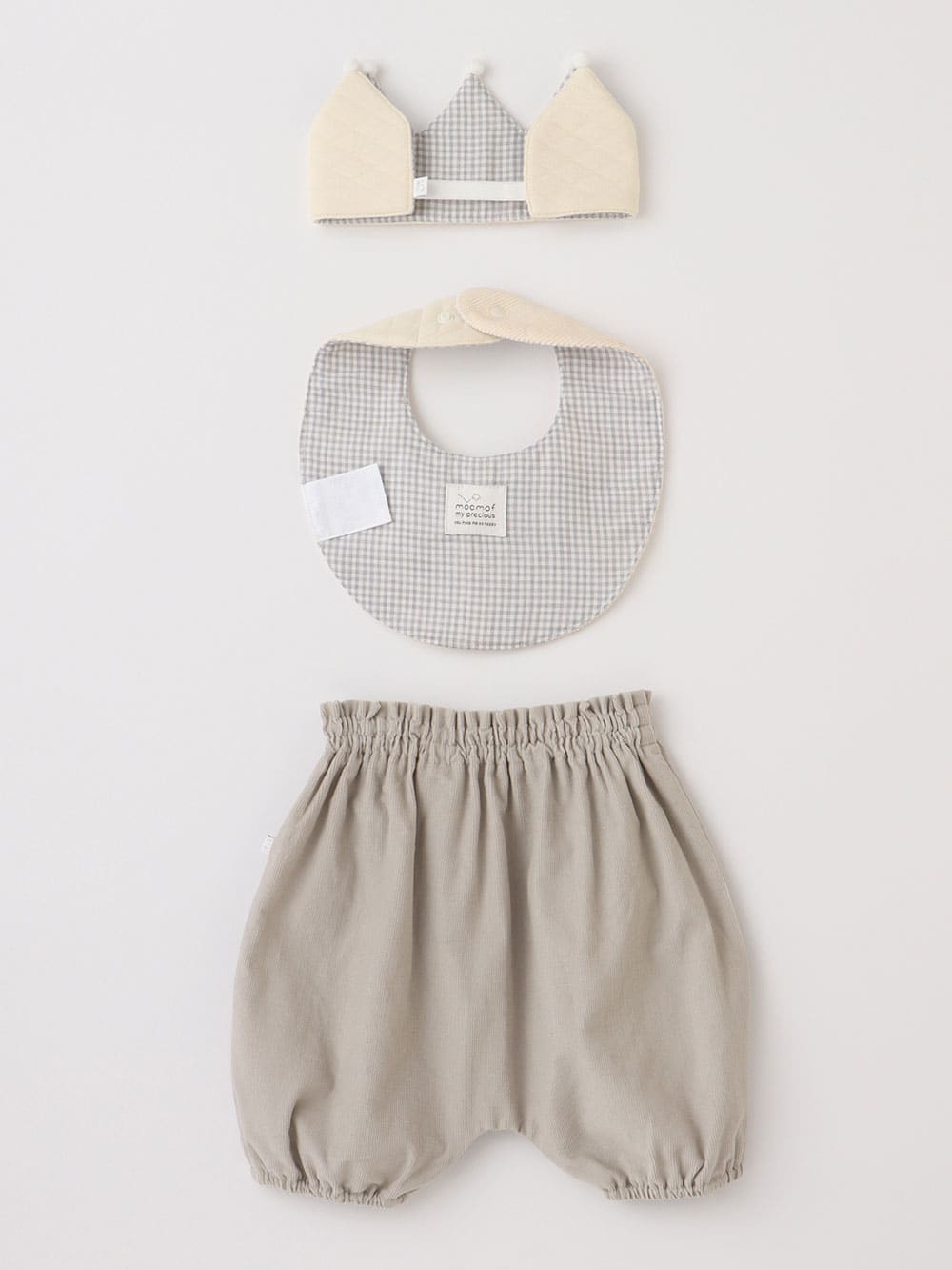 スタイ（よだれかけ）|moc mof（モクモフ）ネクタイスタイ ブルマ クラウン3点セット