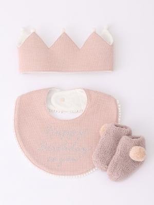 スタイ（よだれかけ）|moc mof（モクモフ）バースデーギフト3点セット|ピンク