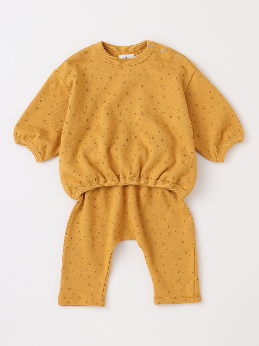 ベビーパジャマ・スリーパー|La Stella（ラ ステラ）星柄ベビーセットアップ|マスタード