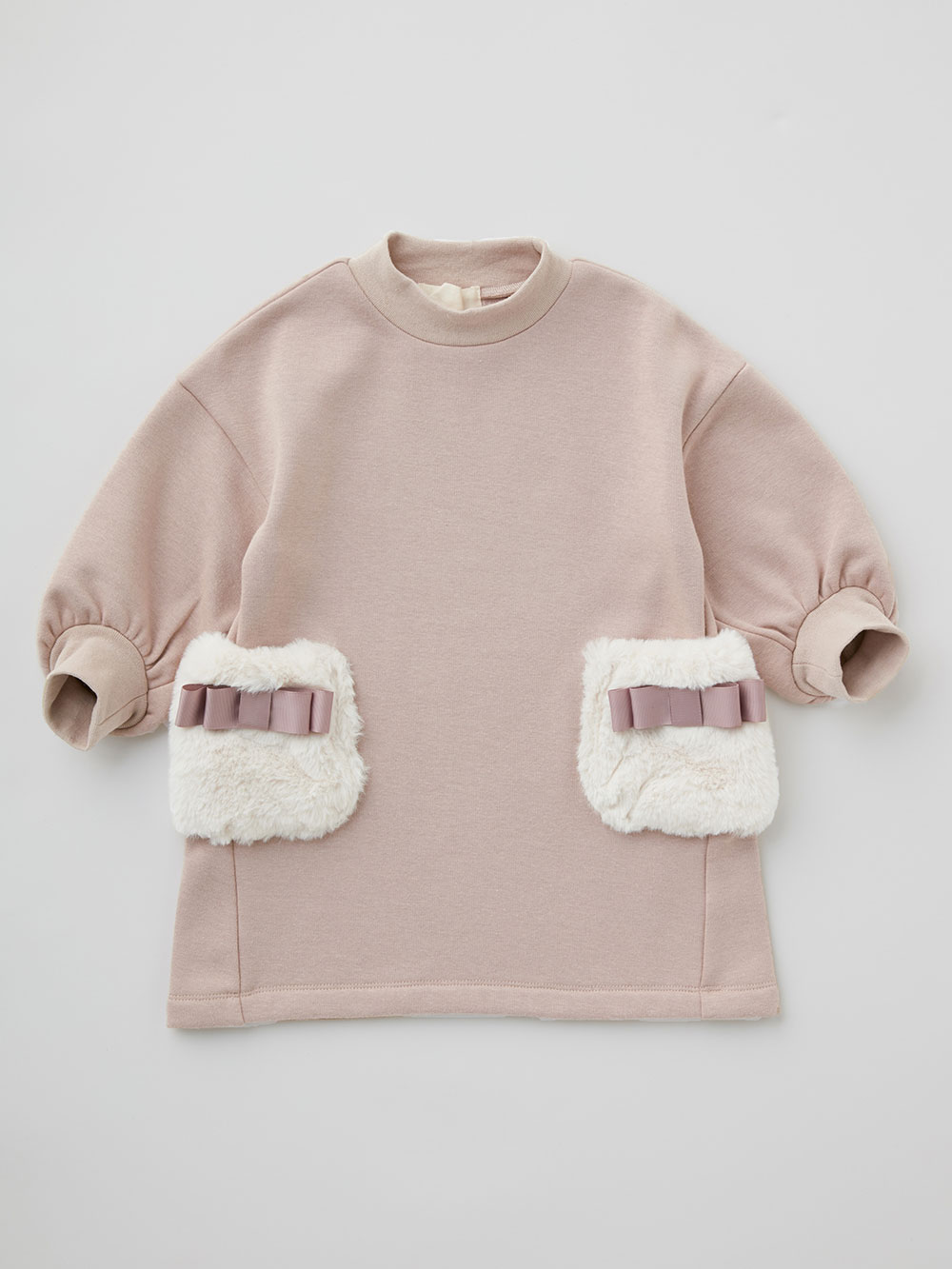 ベビー ワンピース|Seraph（セラフ）あったか裏シャギーポケットファーワンピース|ベージュピンク