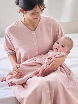 ツーウェイオール（2WAYオール）|【親子コーデ可】ぷくぷくダブルガーゼ ツーウェイオール（2wayオール） ロンパース|グレイッシュピンク