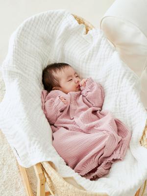 ツーウェイオール（2WAYオール）|【親子コーデ可】ぷくぷくダブルガーゼ ツーウェイオール（2wayオール） ロンパース|グレイッシュピンク