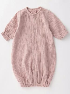 ツーウェイオール（2WAYオール）|【親子コーデ可】ぷくぷくダブルガーゼ ツーウェイオール（2wayオール） ロンパース|グレイッシュピンク